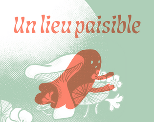 un petit fantôme passe, il est joyeux
en fond de l'image: des champignons et des fleurs