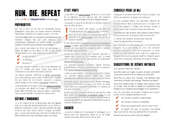 Capture d'écran run die repeat