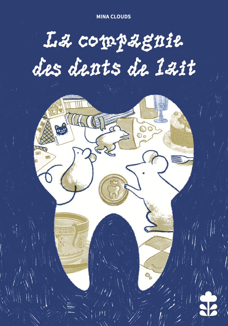 Un cadre en forme de dent avec des petites souris voleuses à l'intérieur